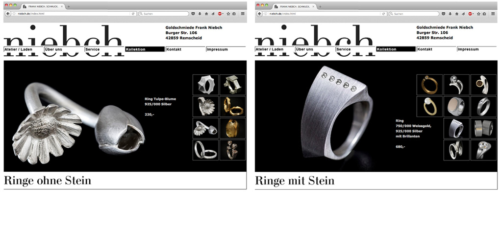goldschmiede frank niebch - website webdesign programming