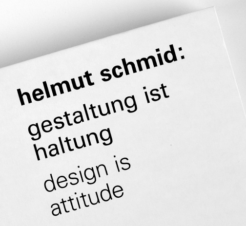 helmut schmid - design is attitude - gestaltung ist haltung book by fjodor gejko published by birkhäuser typographic cover